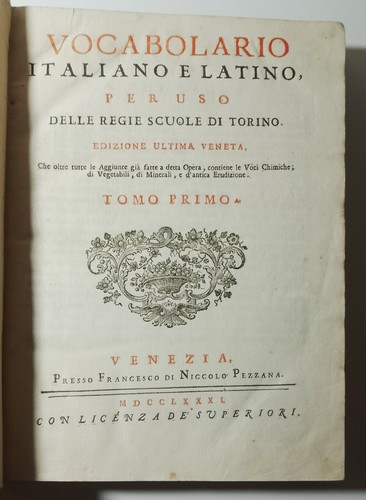Vocabolario italiano latino - italiano, e