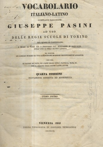 Vocabolario italiano latino - italiano-latino, ad